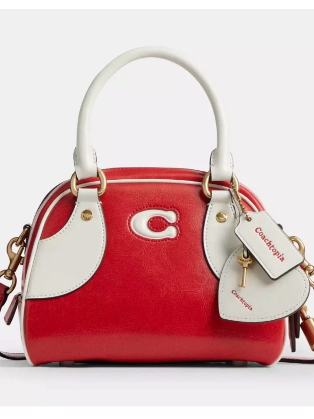 Coach Red and White Mini Satchel - Coachtopia